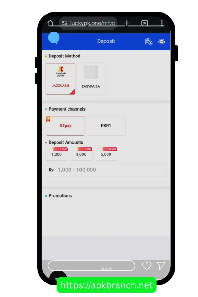 Lucky Pk Game deposit