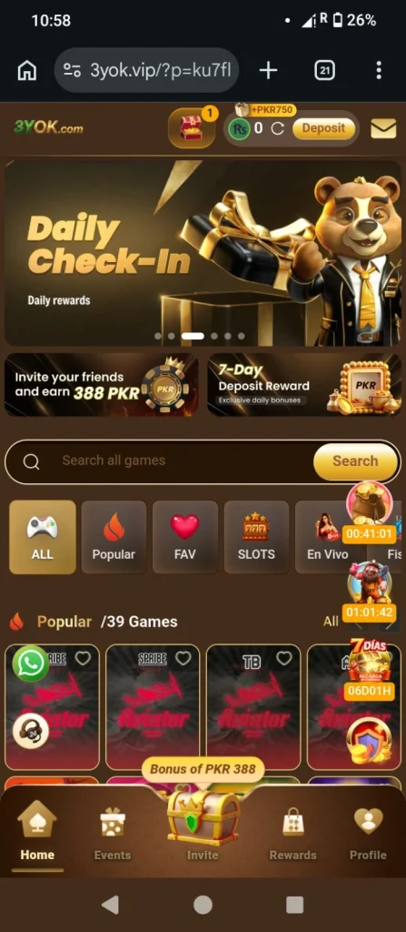 3yok Game interface screenshot